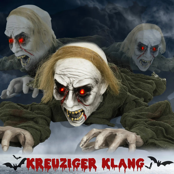 Halloween Dekoration kriechender Zombie 167 cm  LED-Lichter Soundfunktion