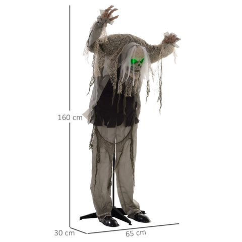 Animierte Halloween-Dekoration – Buckliger Skelettgeist mit Sound & LED, 160 cm