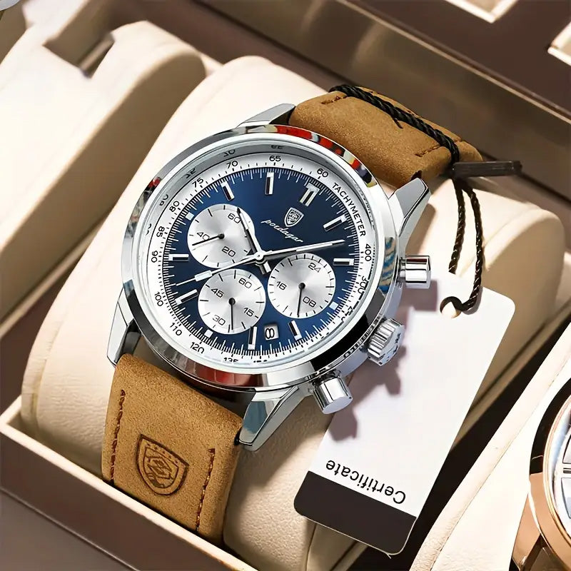 Herren-Casual-Business-Quarzuhr mit Kalenderfunktion und leuchtenden Zeigern