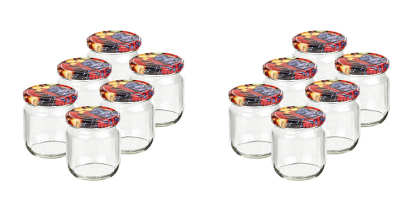 Einmachglas Obst-Design, 425 ml, rund, 6er/12er/24er/48er Set