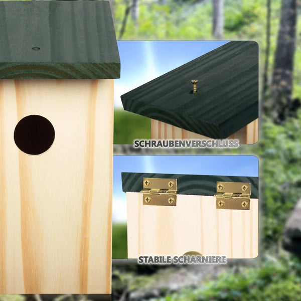 Hochwertige 4x Vogelhäuser aus Massivholz – Sicherer Nistplatz für heimische Gartenvögel