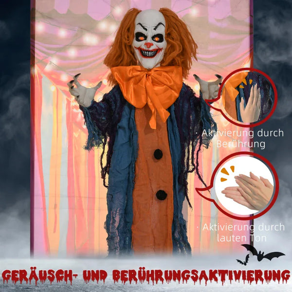 Animierte Halloween-Dekoration – Grusel-Clown mit Sound, LED & Bewegung, 168 cm