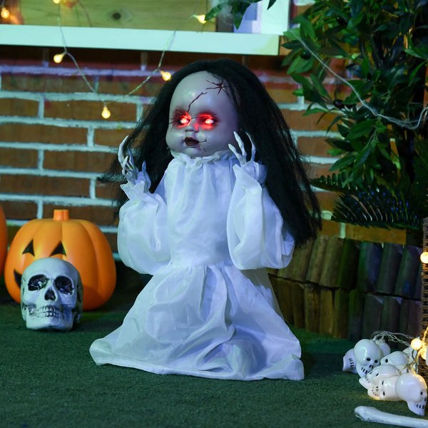 Halloween Dekoration Geisterpuppe 60 cm mit LED-Lichter Soundfunktion