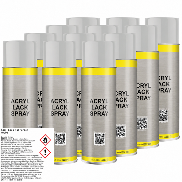 12x 400 ml Dose Premium RAL7035 lack Lichtgrau Stromkasten Verteilerkasten Lackspray 400ml (12,15 € / Liter)