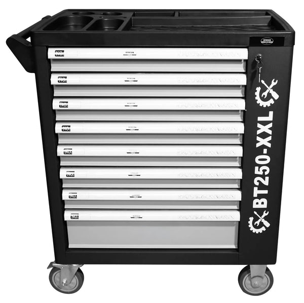 XXL Profi-Werkzeugwagen 8 Schubladen Werkstattwagen mit Werkzeug gefüllt. 89 kg Gesamtgewicht.