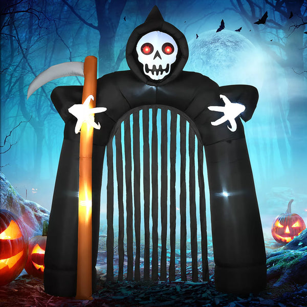 Aufblasbarer Halloween Sensenmann riesig 285 cm mit 8 LEDs