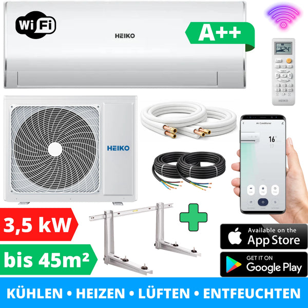 Split Klimaanlage 12000 BTU Klimagerät mit Wandhalterung. WLAN. Vorbefüllt.