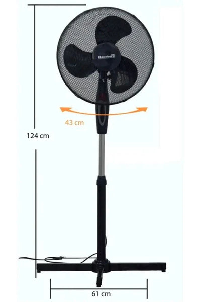Standventilator Ø40 cm 125 cm Höhe. Luftkühler Ventilator Schwarz oder Weiß. Höhenverstellbar.