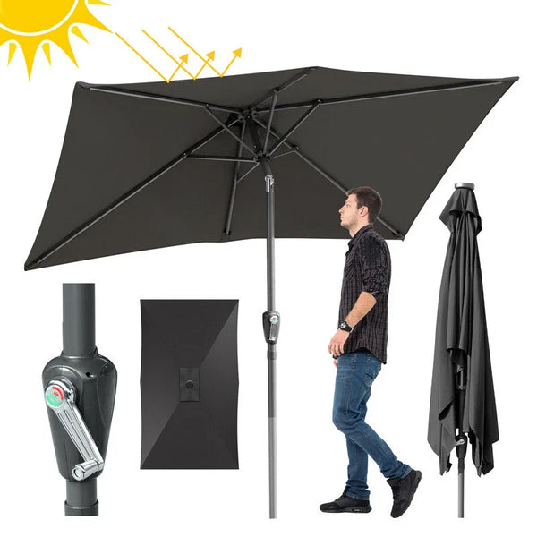 Kurbel-Sonnenschirm mit Stahlgestänge 200x300 cm rechteckige Form. Verschiedene Farben