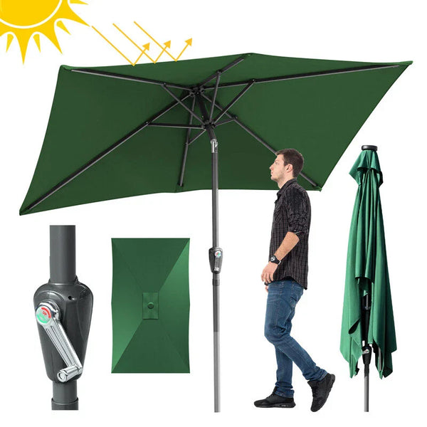 Kurbel-Sonnenschirm mit Stahlgestänge 200x300 cm rechteckige Form. Verschiedene Farben