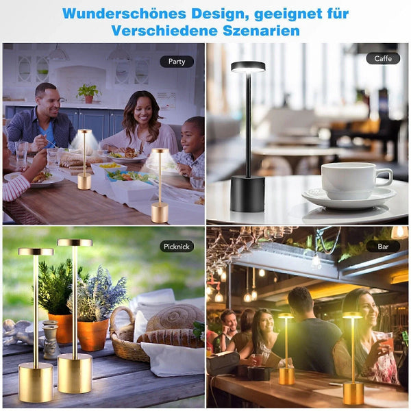 LED Tischlampe. Lampe mit Dimmung. Akkubetrieb. Nachttisch, Gartentisch. Exklusiv. Touch-Funktion