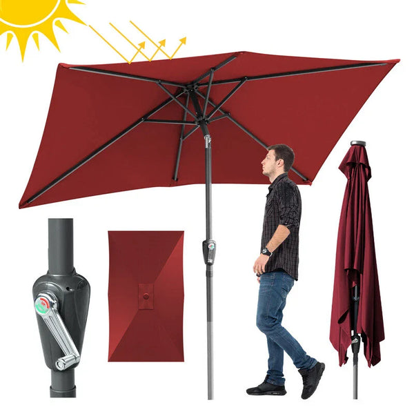 Kurbel-Sonnenschirm mit Stahlgestänge 210x140 cm rechteckige Form. Verschiedene Farben