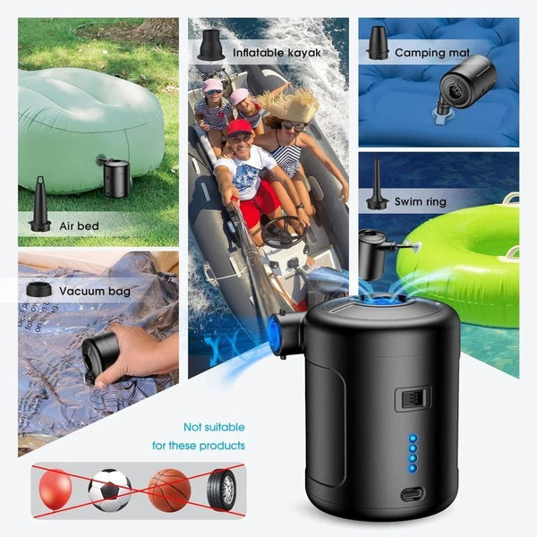 Elektrische USB Akkupumpe 6000mAh Luftpumpe Pool Schlauchboote Luftmatratze Gebläse