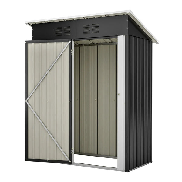 Geräteschuppen Gerätehaus Metall XL – 140 cm Breite - Gartenhaus mit Fundament, Pultdach – 1 m³
