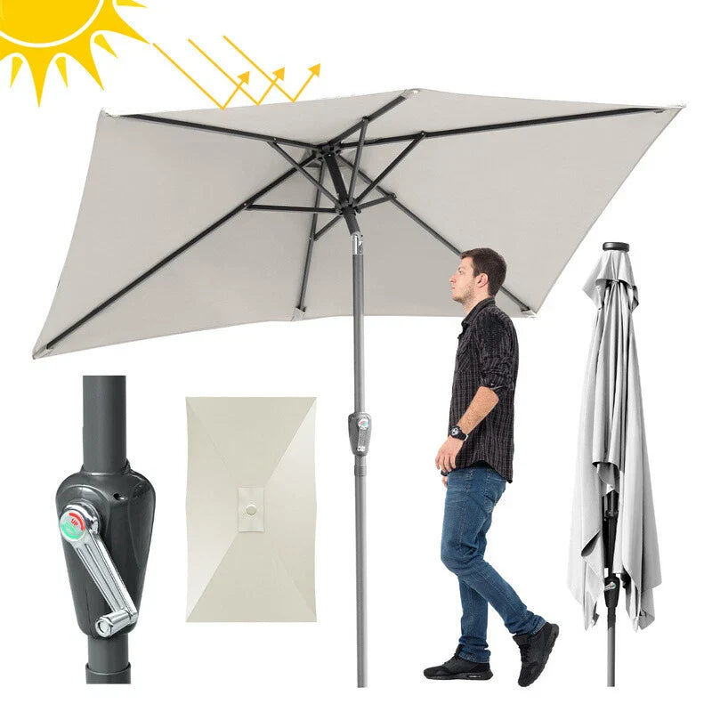 Kurbel-Sonnenschirm mit Stahlgestänge 210x140 cm rechteckige Form. Verschiedene Farben