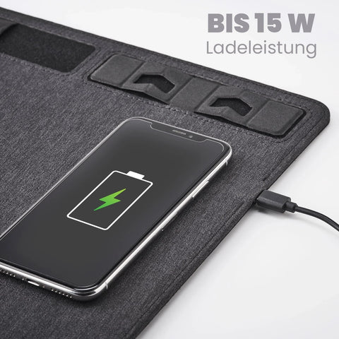 Mauspad mit 15 W Handy-Qi-Ladefunktion & Smartphone-Halter