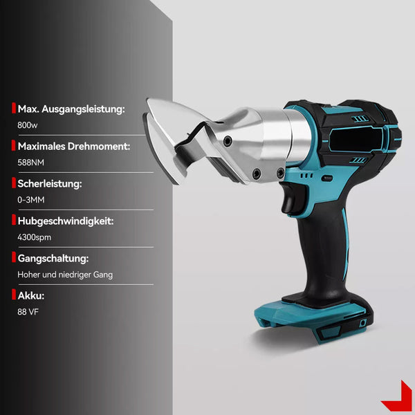 Akku-Blechschere Akkuschere, elektrische Blechschneider. Der Metallschneider! Inkl. 2x Akkus