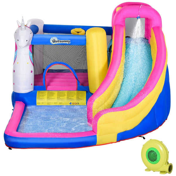 Einhorn-Hüpfburg mit Wasserpark – der Traum aller Kinder!