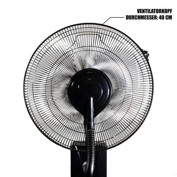 Nebelventilator Standventilator Ø40 cm Luftkühler Ventilator 80 Watt mit 1,2 Liter Wassertank für Ultraschallnebel