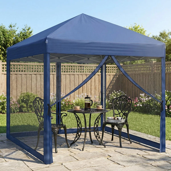 Faltpavillon 3 x 3 m Pop-Up – Partyzelt, Eventzelt & Gartenzelt mit 4 Moskitonetzen in Grau, Blau oder beige