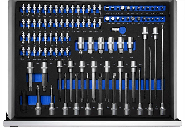 XXL Profi-Werkzeugwagen 8 Schubladen Werkstattwagen mit Werkzeug gefüllt. 89 kg Gesamtgewicht.