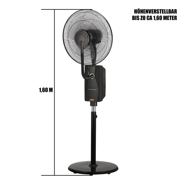Nebelventilator Standventilator Ø40 cm Luftkühler Ventilator 80 Watt mit 1,2 Liter Wassertank für Ultraschallnebel