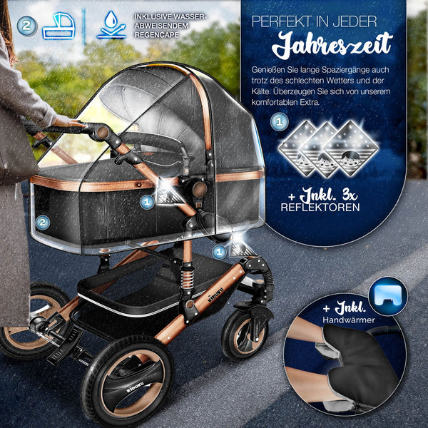 Kinderwagen 3 in 1 Kombi-Buggy Reisebuggy inkl. Auto- Babyschale. Faltbar.