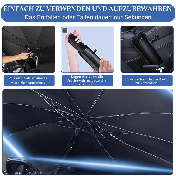 Auto-Sonnenschutz. Sonnenschutz-Schirm. Schnell geöffnet und platziert in Sekunden.