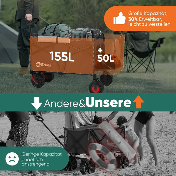 Bollerwagen Faltbar Gartenwagen Handwagen Strandwagen Klappbar Transportwagen