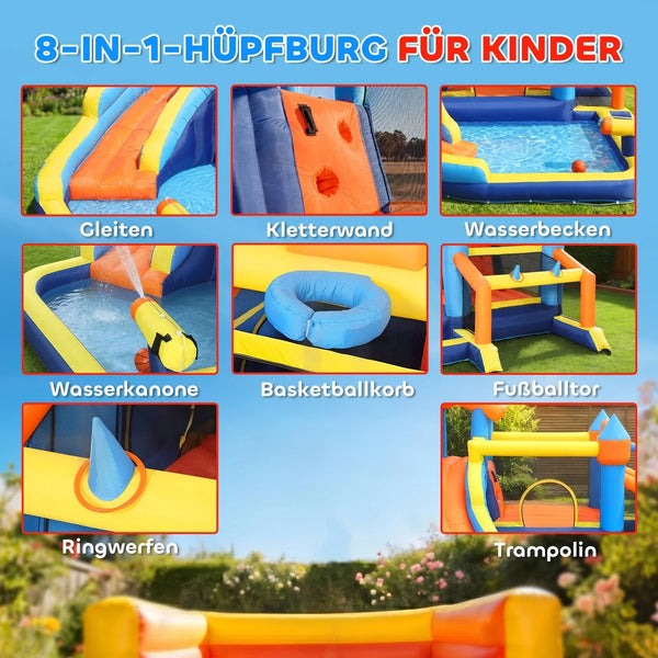 Sommer-Hit! Hüpfburg 8-in-1 mit Wasserrutsche & Gebläse