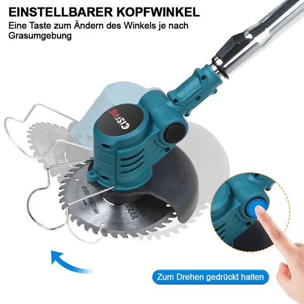 Sonderposten: Akku-Rasentrimmer (blau) mit 2 Lithium-Akkus und Ladegerät Freischneider Motorsense