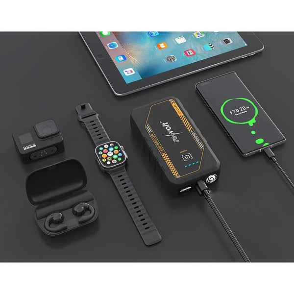Kfz-Starthilfe startet Ihr Auto zuverlässig bei leerer Batterie! 7.200 mAh, 800 A Peak, 12 Volt, mit heller LED-Leuchte.