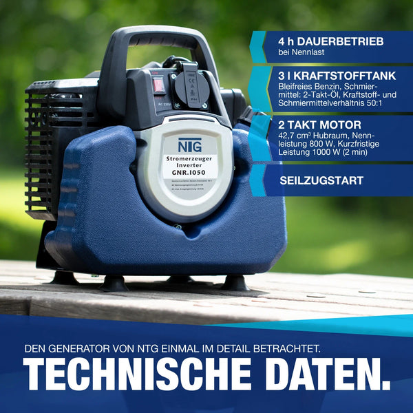 Inverter, Kompakter Stromerzeuger, 1000W. Benzin Stromgenerator Notstromaggregat