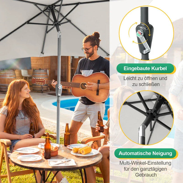 Kurbel-Sonnenschirm mit Stahlgestänge 200x300 cm rechteckige Form. Verschiedene Farben