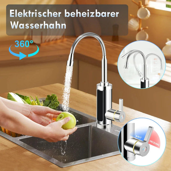 Wasserhahn Flxibel Armatur mit Durchlauferhitzer mit LED-Anzeige. Komplette 3000W Armatur mit Stromanschluss.