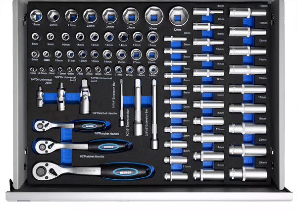 XXL Profi-Werkzeugwagen 8 Schubladen Werkstattwagen mit Werkzeug gefüllt. 89 kg Gesamtgewicht.