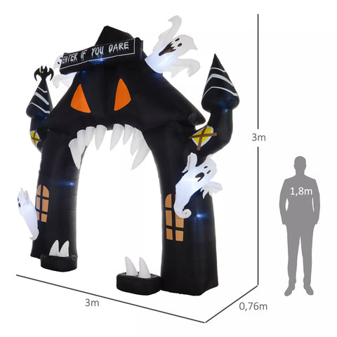 Halloween aufblasbarer Bogen 300 cm Halloween-Deko mit LED-Beleuchtung