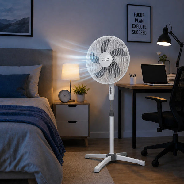Standventilator Ø40 cm 125 cm Höhe. Luftkühler Ventilator Schwarz oder Weiß. Höhenverstellbar.