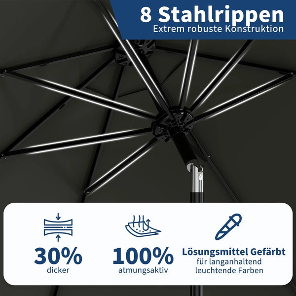Sonderposten: Sonnenschirm Durchmesser Ø 270cm. UV-Schutz UPF50. knickbar. Höhe 236 cm.