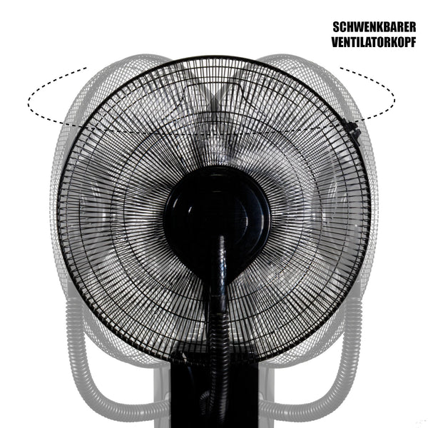 Nebelventilator Standventilator Ø40 cm Luftkühler Ventilator 80 Watt mit 1,2 Liter Wassertank für Ultraschallnebel