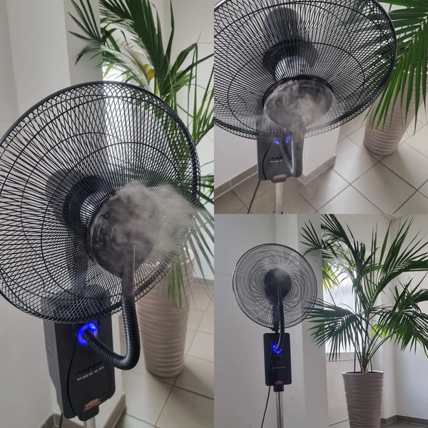 Nebelventilator Standventilator Ø40 cm Luftkühler Ventilator 80 Watt mit 1,2 Liter Wassertank für Ultraschallnebel