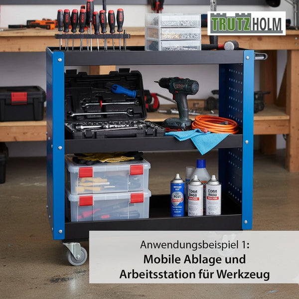 Werkstattwagen Servicewagen 3 Etagen – Stahl. Super preiswert. 70x39x79 cm.