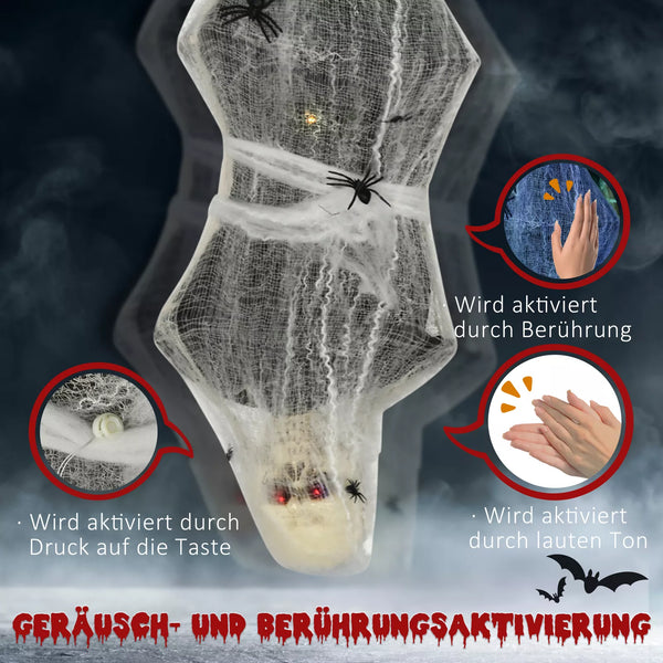 Halloween Mumie 170 cm Hängend mit LED Augen die glühen