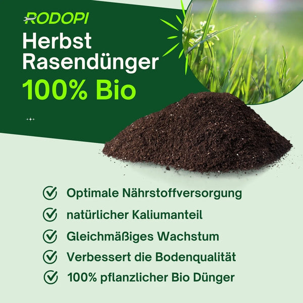 Rasendünger Herbst spezial. Kaliumreich, staubarmes Granulat. Bio-Rasendünger. 3kg,7kg, 20kg.