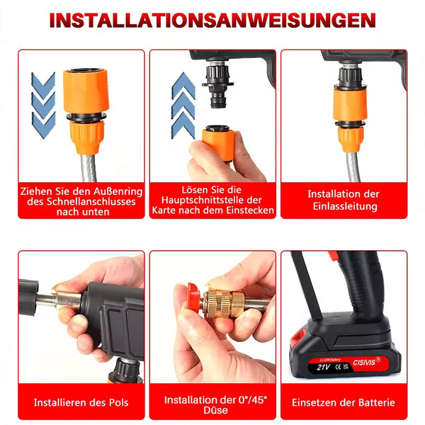 Sonderposten neues Modell: 29,90 € Mobiler Akku-Hochdruckreiniger mit 2 Akkus inkl. Ladegerät und viel Zubehör! (Kopie)