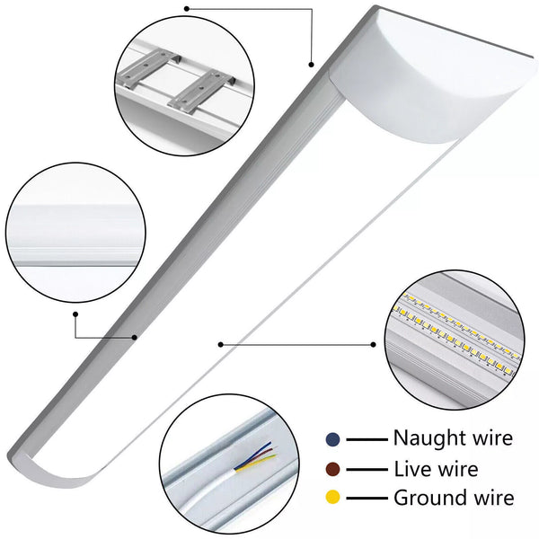 Deckenleuchte 3000K Warmweiß LED 40 Watt (Wie 400 Watt alte Röhren) 120 cm Feuchtraumlampe, Bürolampe, Garage, Werkstatt.