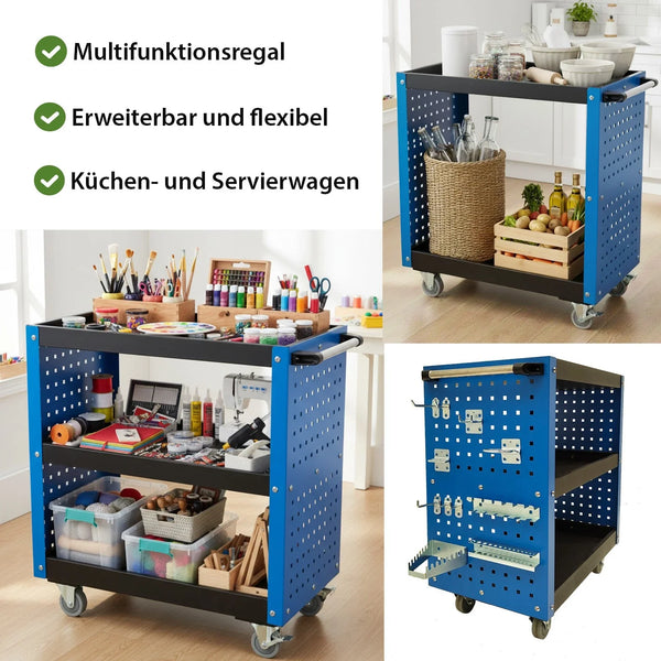 Werkstattwagen Servicewagen 3 Etagen – Stahl. Super preiswert. 70x39x79 cm.