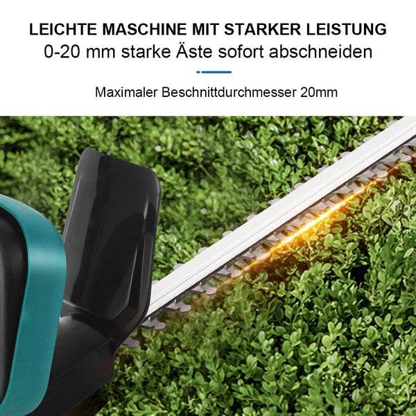 Sonderposten: Leistungsstarke Akku-Heckenschere. Inkl. 2 Akkus und Ladegerät.