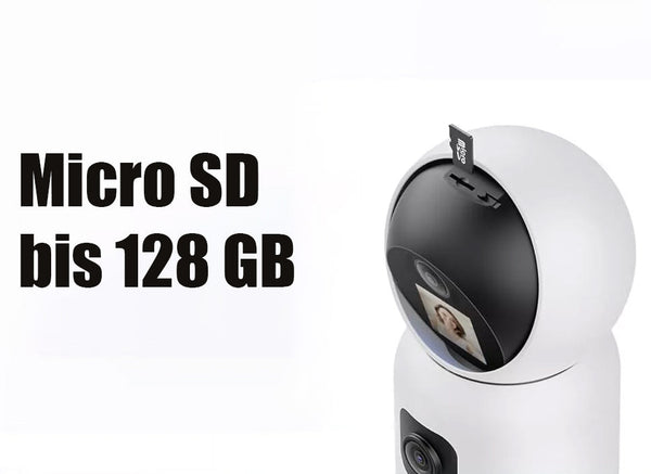 Überwachungskamera mit 2 Doppel-Objektiv und Bildschirm 6MP WLAN PTZ HD IP Kamera PIR Schwenkbar