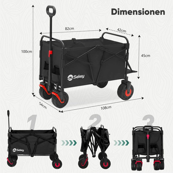 Bollerwagen Faltbar Gartenwagen Handwagen Strandwagen Klappbar Transportwagen